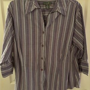 Mountain Lake ladies Casual Purple and White Striped Shirt